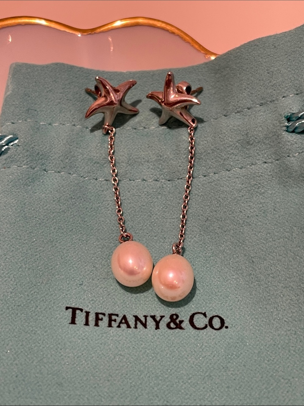 Tiffany & Co. Elsa Peretti Pearl Drop Starfish Earrings in Silver